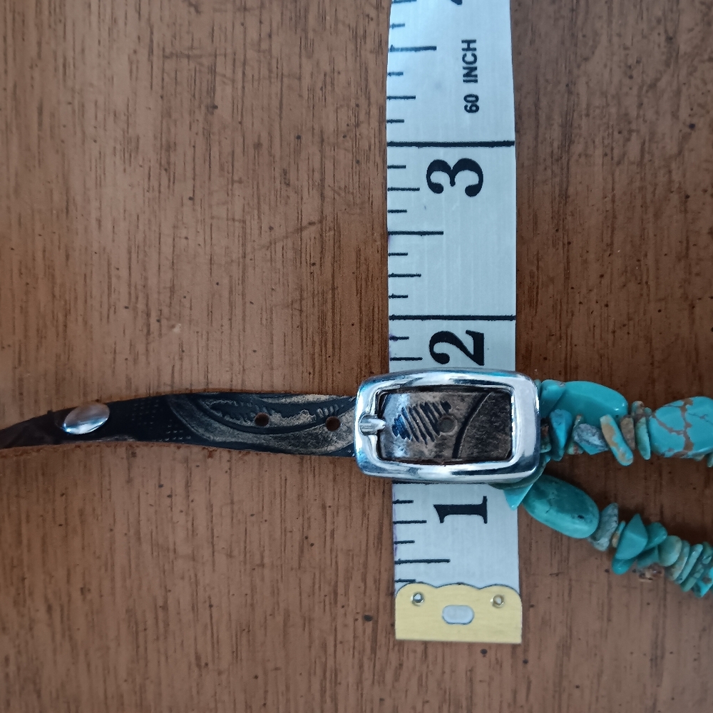 Turquoise Leather Necklace - Picture 10 of 10